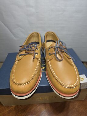 Sperry Gold Cup A/O 2-Eye Boat Shoes Mens 9 Tan Leather Top-Sider STS25050 NIB